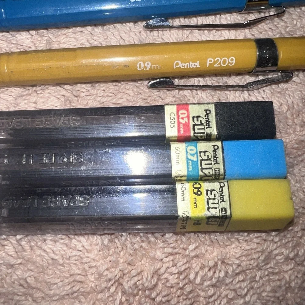 Vintage Pentel Mechanical Drafting Pencils Lot P205 P207 P209 And Leads